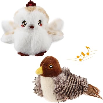 Gigwi Bundle-2 Items Interactive Cat Toys for Indoor Cats with Real Chirping Bird Electronic Sound & Flapping and Chirping Catnip Toys for Cat Exercise