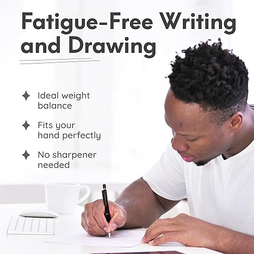 Miniatura 6 de MozArt - Lápices mecánicos de 0028in juego de 4 lápices de plomo de 0028in 2 soportes de plomo con 30 repuestos de plomo HB bolígrafo de borrador