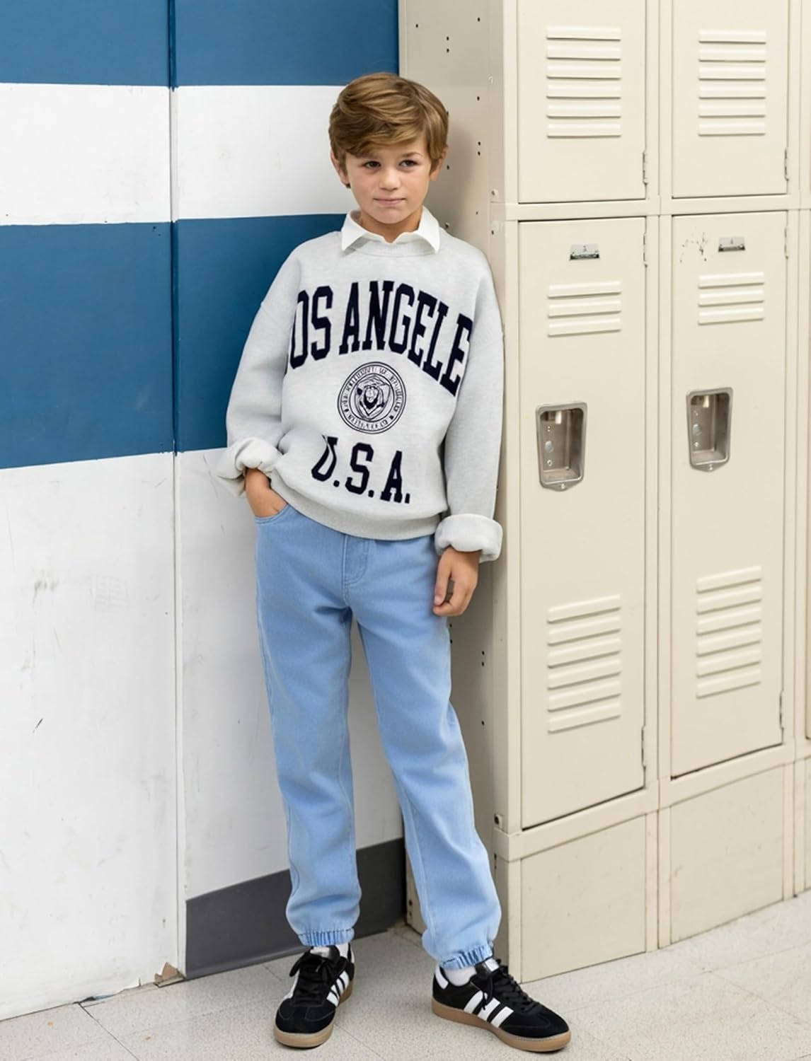 PATPAT Boys Jeans Size 4-14 Years Relaxed Fit Jogger Jeans with Pockets Ultra Stretchy Sweatpant - Image 2