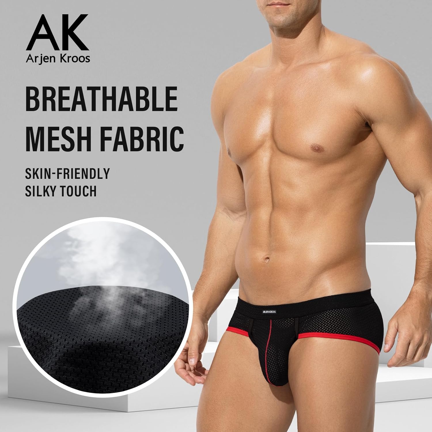 Arjen Kroos Mens Sexy Mesh Underwear Briefs Breathable Silk Low Rise Athletic Underwear - Image 6
