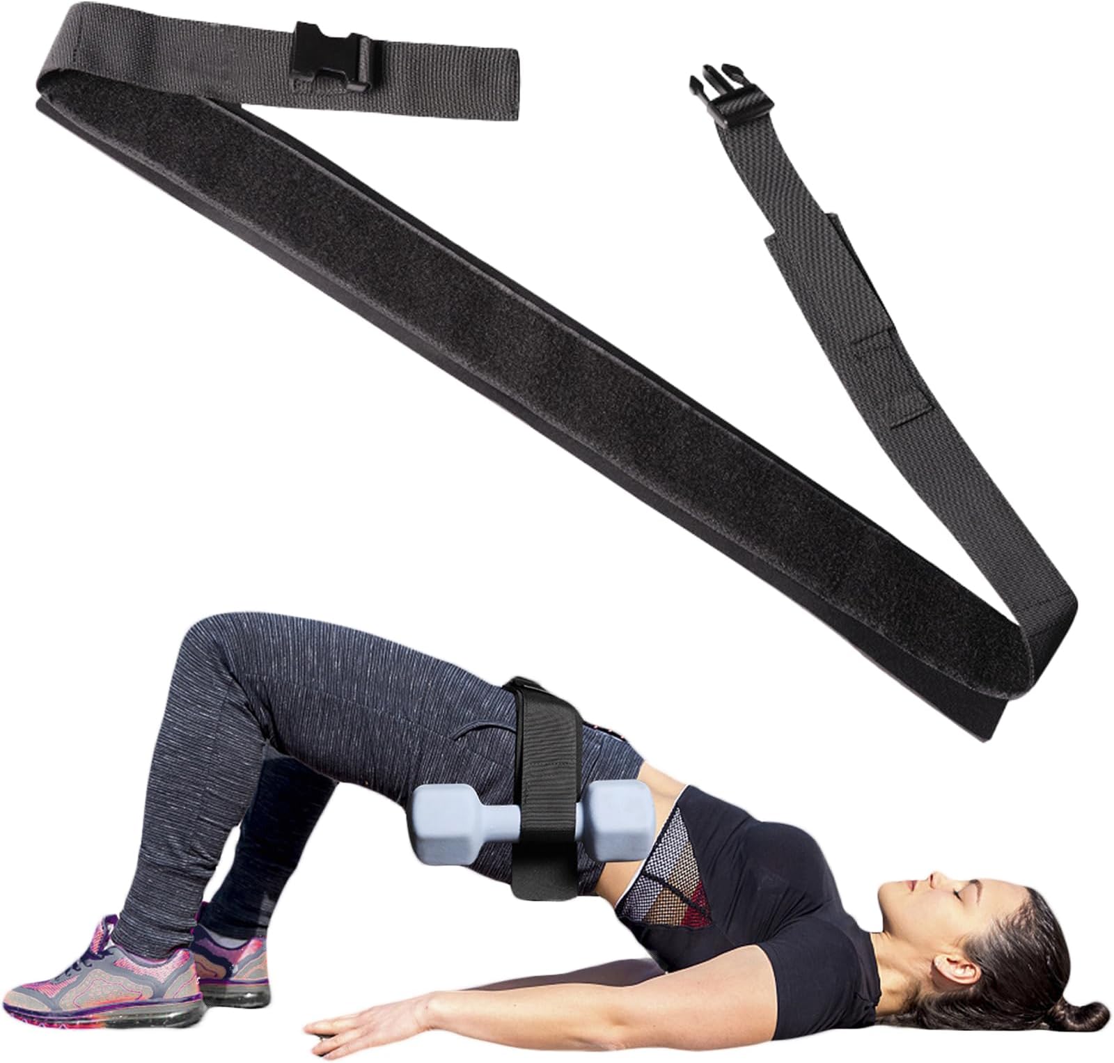 Ueasy Hip Thrust Belt Booty Belt for Hip Thrust Use With Dumbbells Kettlebells Plates Exercise Hip Thrust Belt with Wider and Longer Anti-Slip Pads Padding for Gym Home slip-resistant Hip Thrust Pad