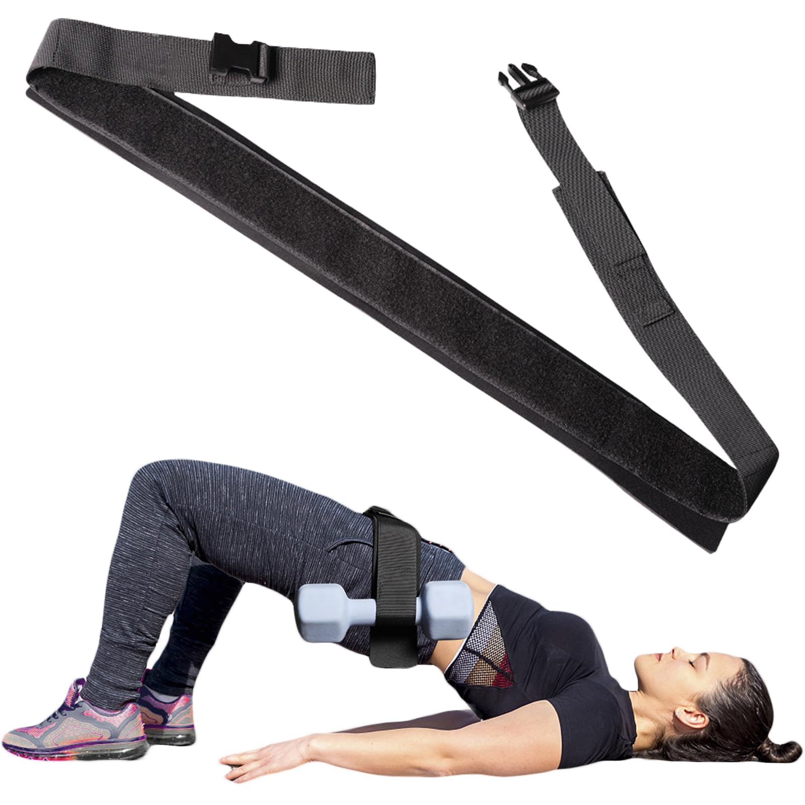 Ueasy Hip Thrust Belt Booty Belt for Hip Thrust Use With Dumbbells Kettlebells Plates Exercise Hip Thrust Belt with Wider and Longer Anti-Slip Pads Padding for Gym Home slip-resistant Hip Thrust Pad