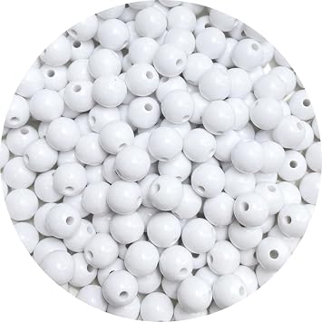 Jmassyang 800 Pieces 6mm Acrylic Round Beads Smooth Plastic Pastel Spacer Craft Beads for DIY Craft Jewelry Making Bracelets Necklaces Earring Crafting SuppliesWhite