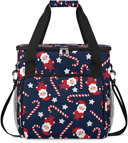 Cafetera de bastón de caramelo con estrellas de Papá Noel de Navidad, bolsa de transporte de viaje, bolsa de almacenamiento compatible con Keurig