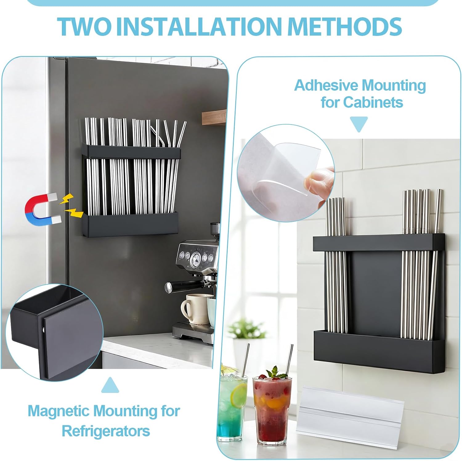 6.3" Deep Magnetic Straw Dispenser, Compatible with Stanley Tumbler