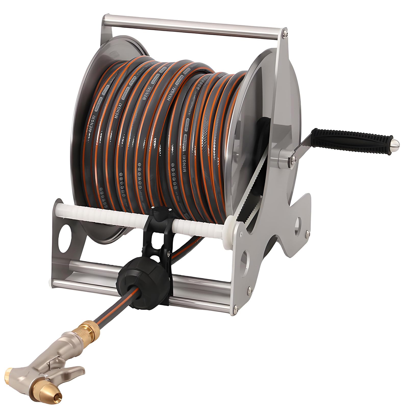 Huansebesity Rack Heavy Duty Stainless Steel Wall Mounted Hose Reel Cart -10Mhose