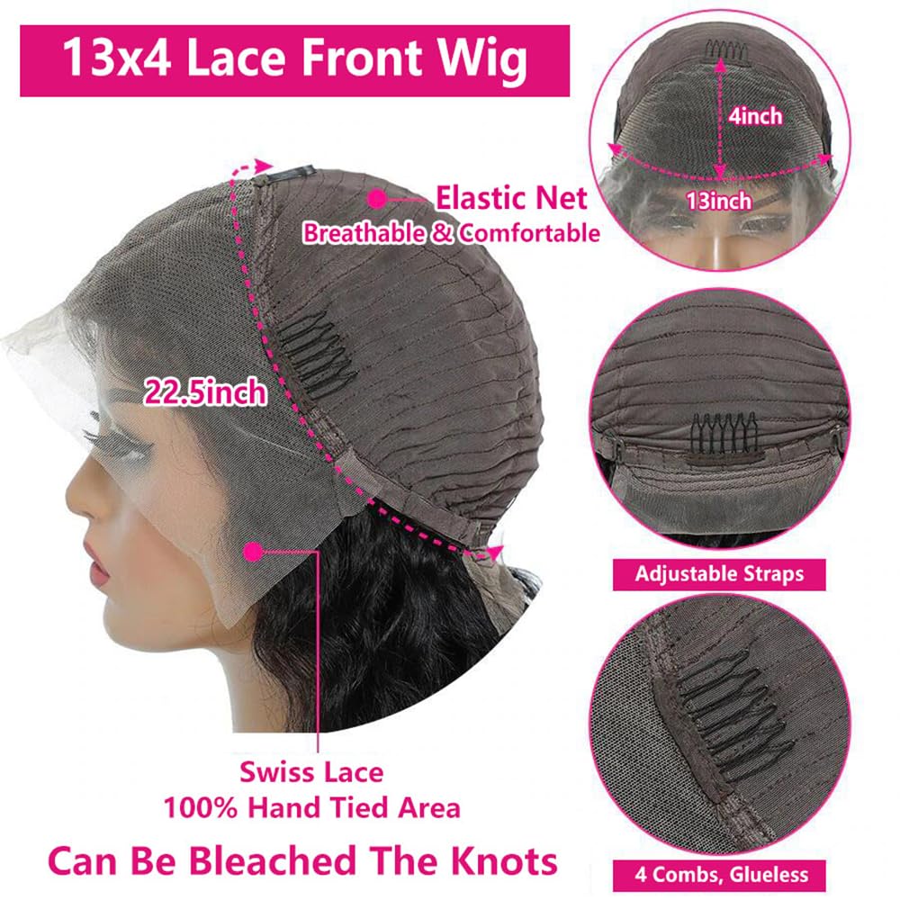 Burgundy Body Wave Lace Front Wigs Human Hair 200% Density Hd Transparent 13x4 99j Glueless Frontal Wig Pre Plucked with Baby Hair 24 Inch Wine Red Wigs for Women Brazilian Virgin Hair Colored Wig