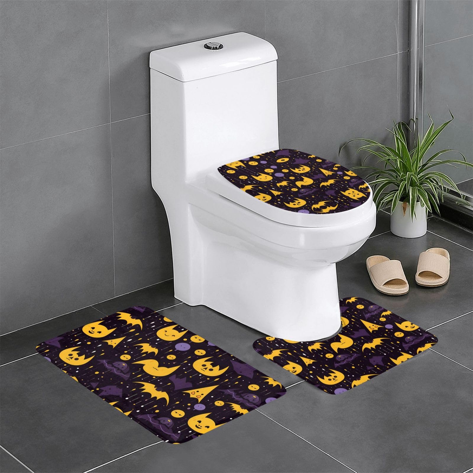Tapis de salle de bain gothique Halloween lot de 3 pour contour et toilettes