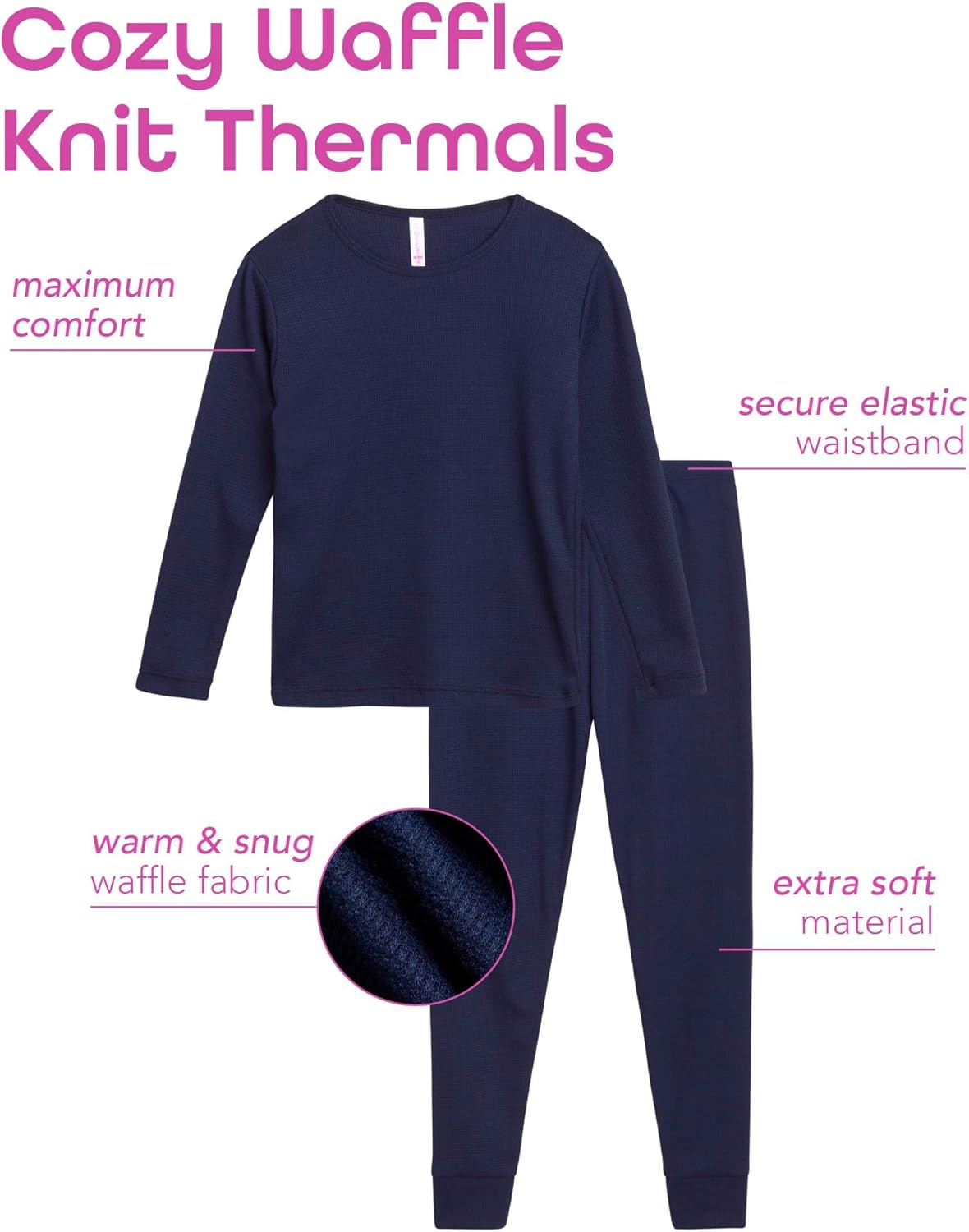 Sweet Hearts Girls Thermal Underwear Set - 6 Piece Waffle Knit Shirt and Long Johns Thermal Leggings: Made in USA (2T-16) - Image 2