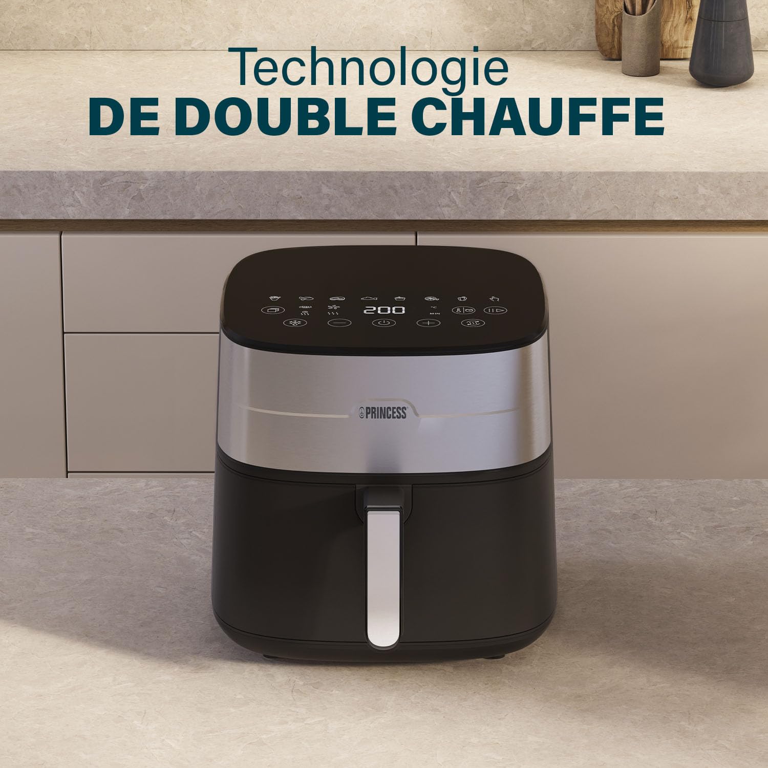 Princess Dual Heat Airfryer 8L XXL, Friteuse à air chaud avec Double élément Chauffant pour une Cuisson plus Rapide et des Résultats Croustillants, 15-en-1, sans BPA ni PFAS, 2000 W, 182280