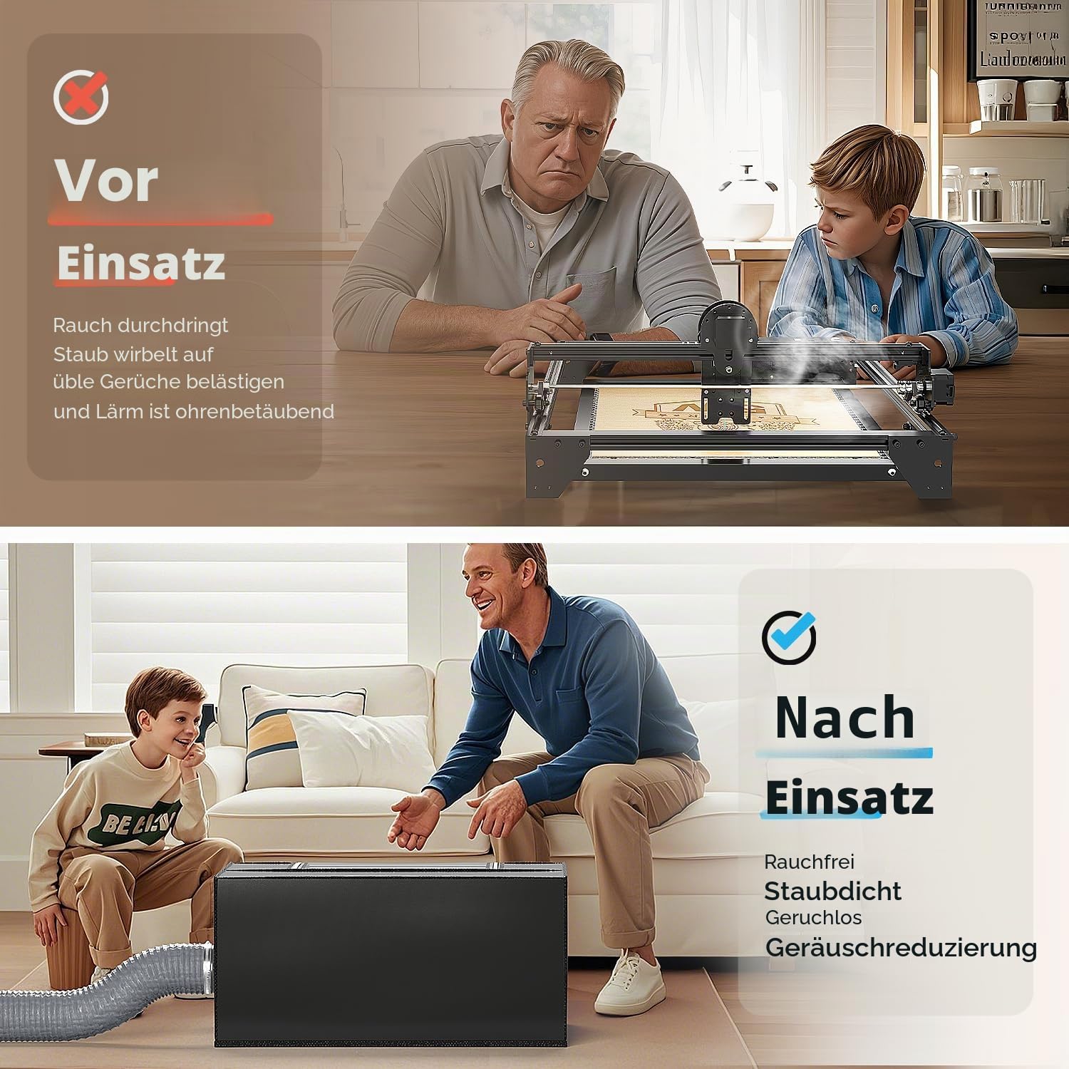LONGER Schutzhülle mit Belüftung, 69,8 x 69,8 x 30 cm, Laserschneidemaschine, Schutzhülle für die meisten Lasergravurmaschinen, isoliert gegen Rauch und Geruch, Geräuschreduzierung, Augenschutz