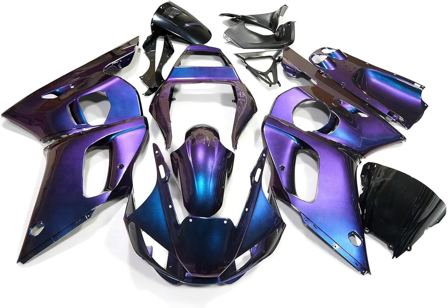 ZXMOTO Motorcycle Fairing Kit Fit for 1998 1999 2000 2001 2002 Yamaha YZF R6 Injection ABS Plastic Bodywork Fairings（Chameleon）