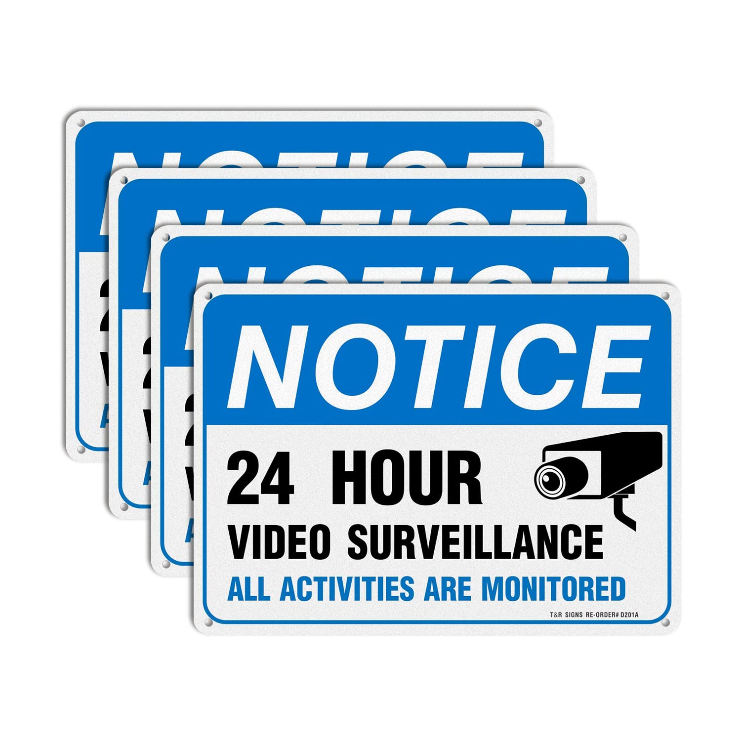Video Surveillance Sign, All Activities Are Monitored - 1 Pack - 10 x 14 Inches Rust Free .040 Aluminum Reflective - UV Protected, Waterproof, Weatherproof and Fade Resistant - 4 Pre-drilled Holes — Amazon image 8