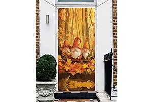 Vibrant Gnome Door Cover: Enchanting Autumnal Charm