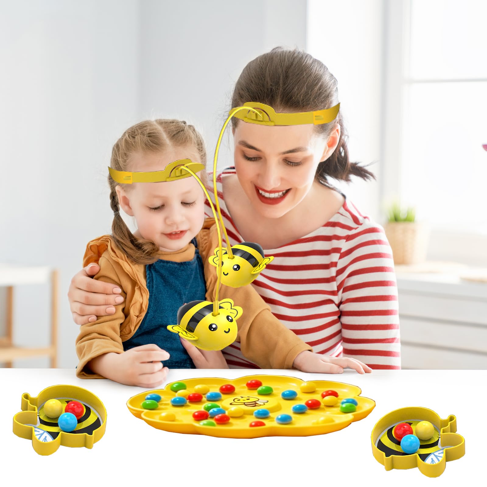 Jeu de l'Abeille Magnétique Busy Bees Game, avec Bandeau Magnétique pour Enfant, Jeu de Société Abeille et Jeu-Motricité Fine Abeille pour 2 à 4 Joueurs