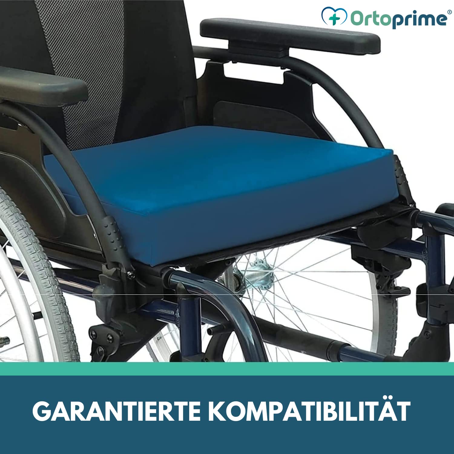 OrtoPrime Antidekubitus viskoelastisches Posturales Kissen - Orthopädisches Coxis-Entlastungskissen - Therapeutisches Memory Foam Sitzkissen - Geeignetes Sitzkissen für Rollstuhl, Zuhause & Büro