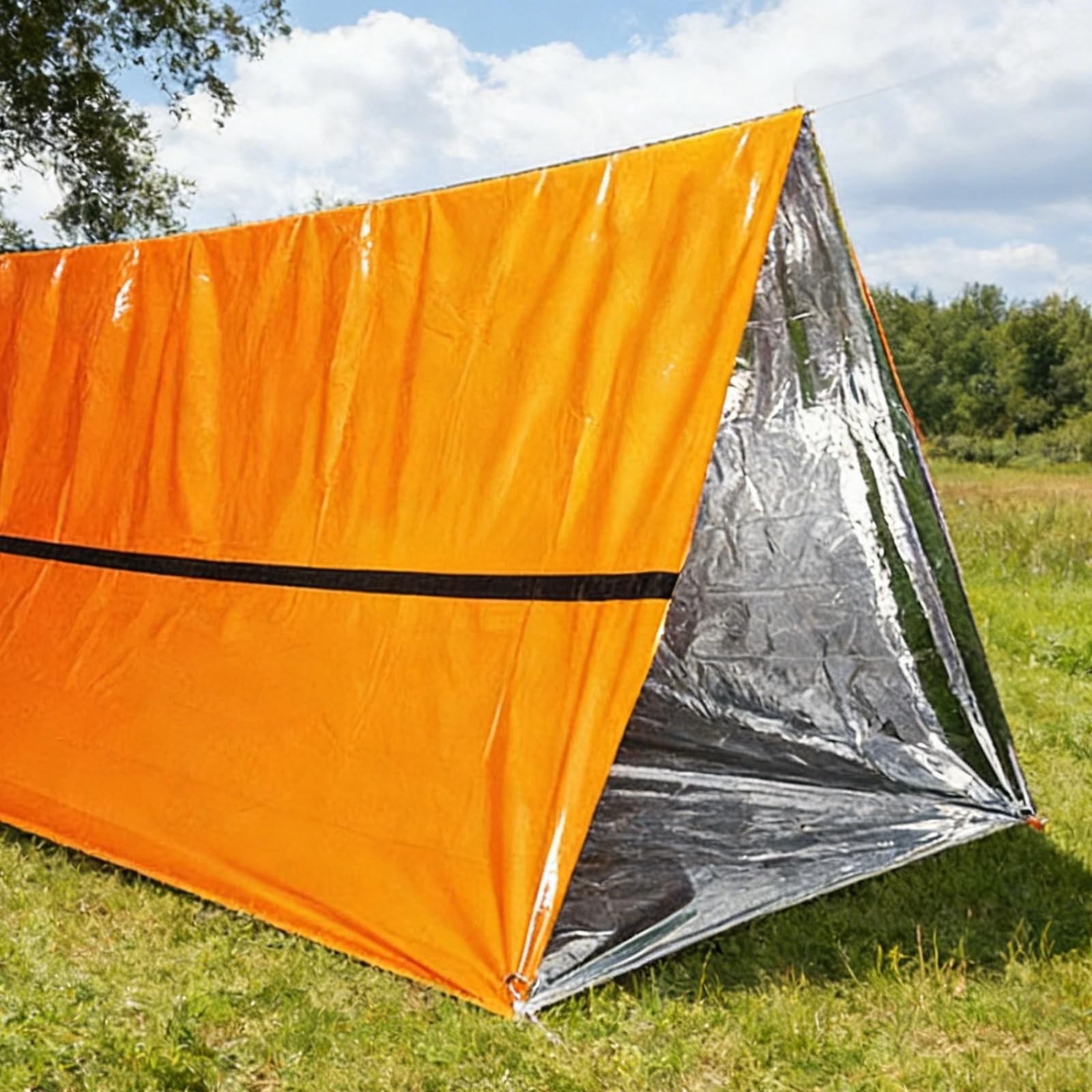 Überlebenszelt, Orange, Notfall-Bivysack mit Pfeife, reflektierender Körperwärme, leicht, 4 Stück