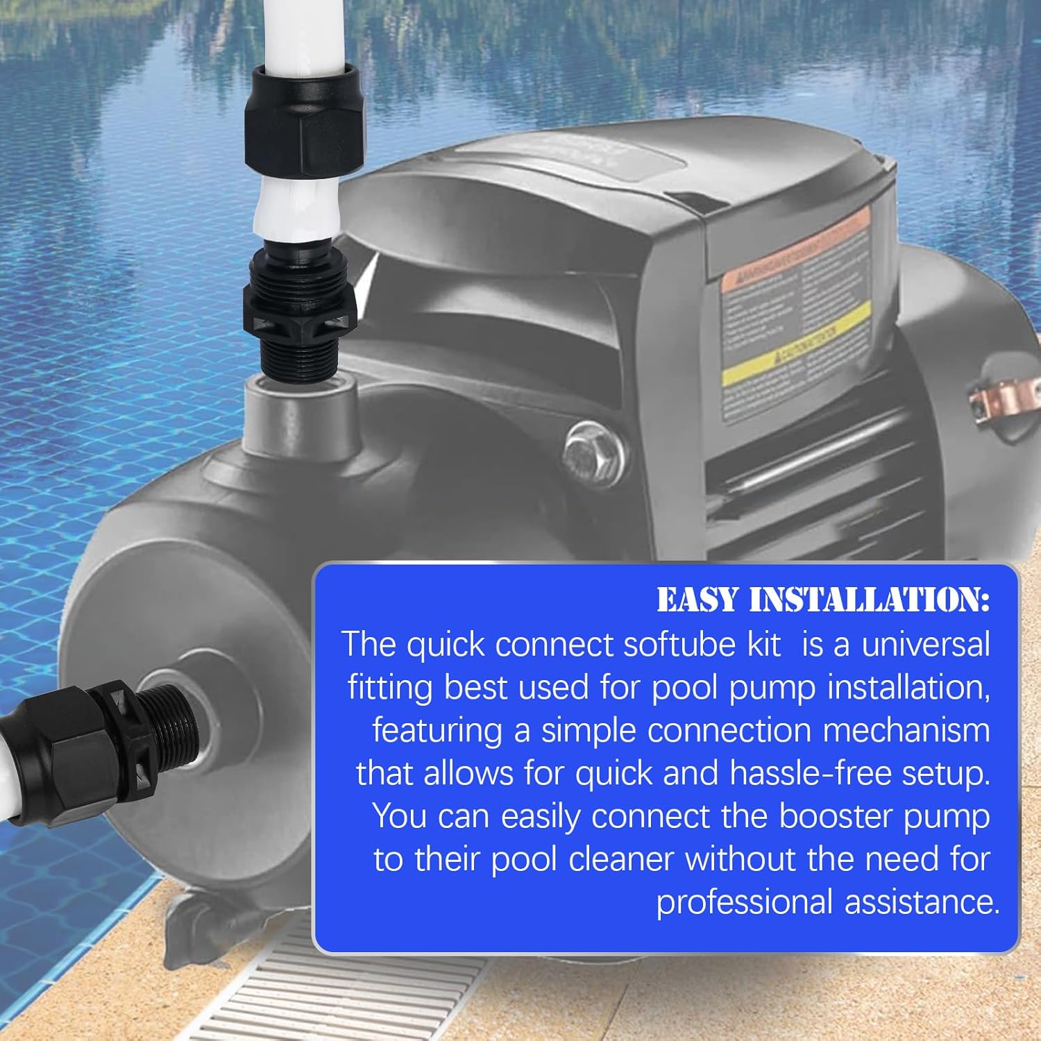 353020 Pool Booster Pump Hose Kit Replacement for Pen-tair Booster Pump & Polaris Automatic Pool Cleaners- 6-Foot Pool Hose and Four 3/4" Threaded Adapters