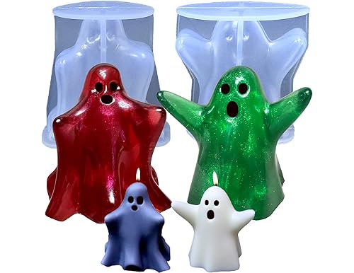 (2-Pack) Halloween Ghost Silicone Molds for 3D Candle Making and Resin Casting