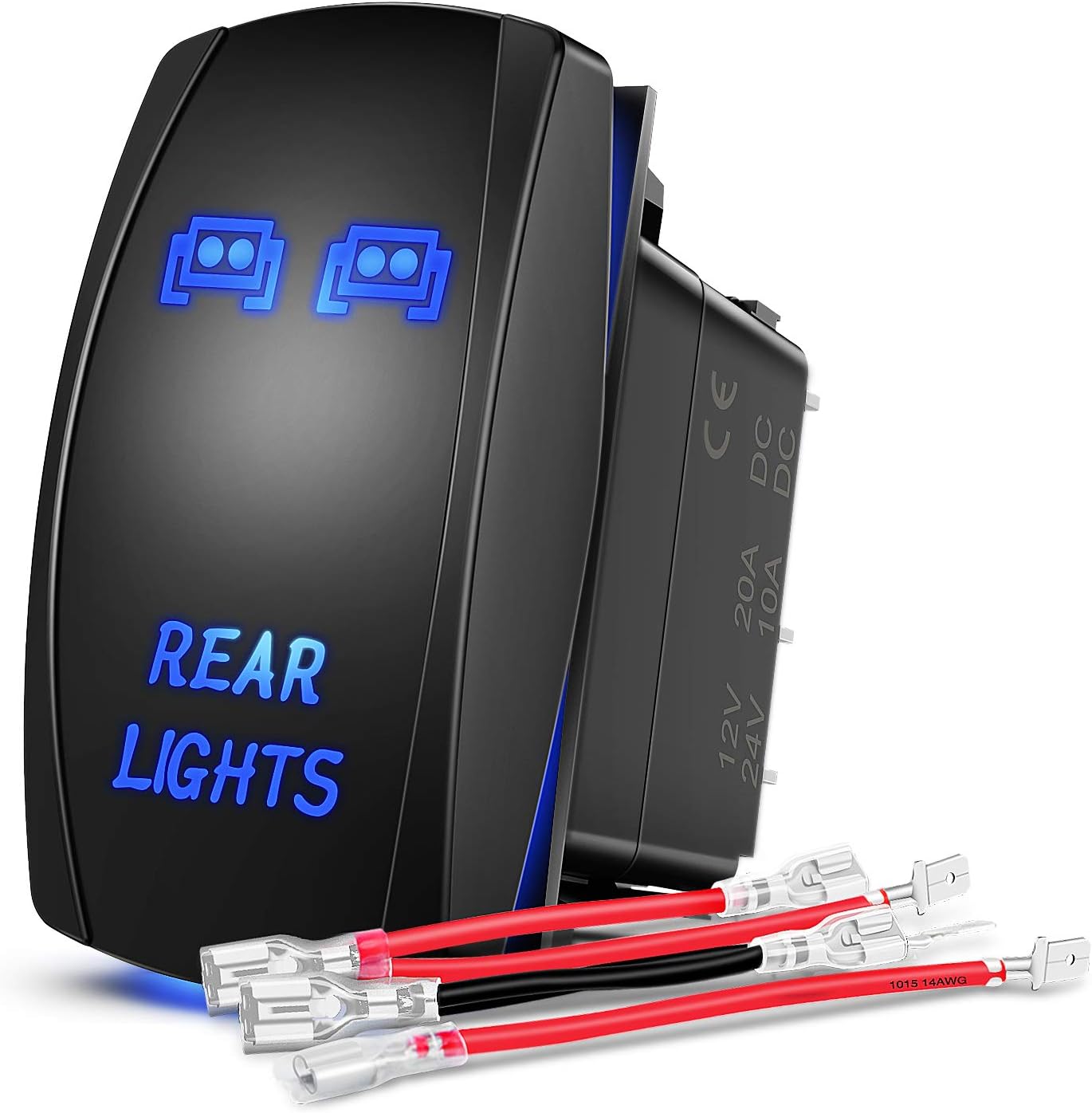 Nilight 2-Pack 4" 60W LED Pods with 2.5" Tow Hitch Mounting Brackets, Backup Reverse Lights & NI-RS05 LED Light Bar, Rocker Switch, Blue