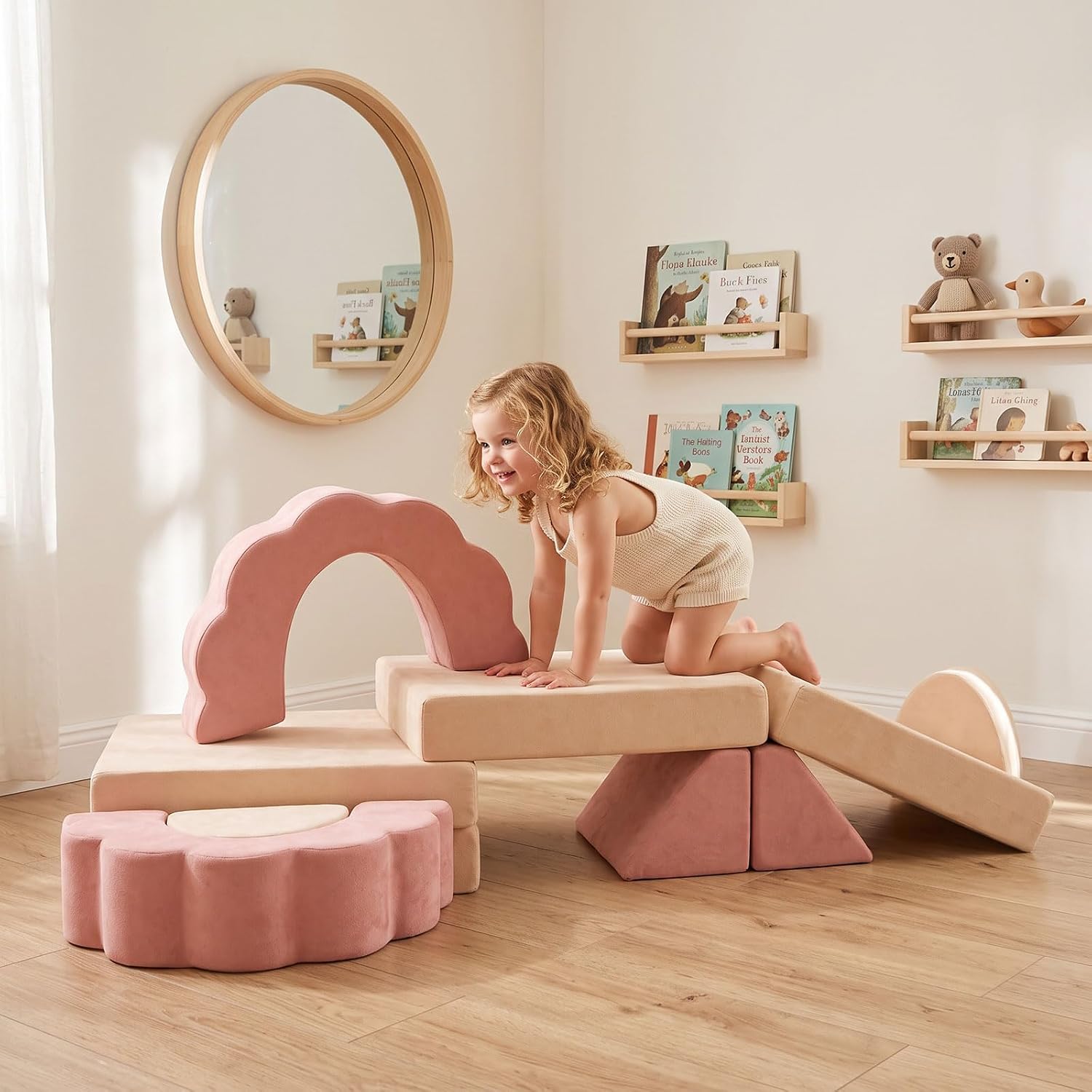 Flower Kids Play Couch, Modular Foam Sofa for Playroom & Bedroom | 10-Piece Convertible flower play couch with endless ways to build, lounge, imagine and explore, Removable & Washable Cover