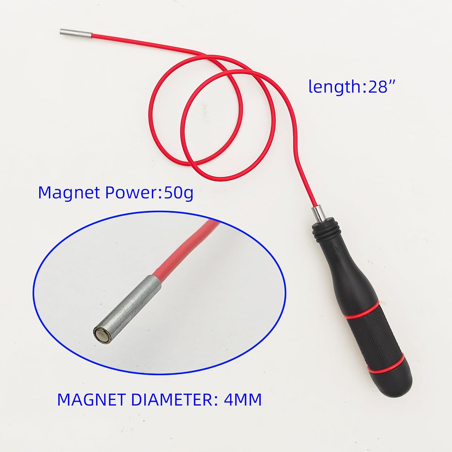 GUTIMORE Flexible Magnetic Pickup Tool set, 50g(4mm)&500g(6.5mm), 28" Flexible Magnet Grabber for Hard to Reach Keys,Bolts,Nuts and Screws