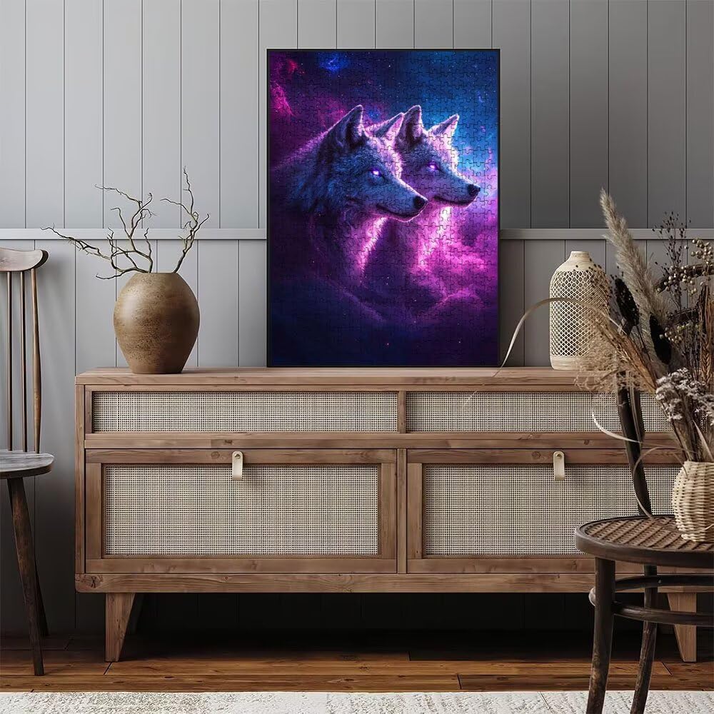 Puzzle 3000 elementów, puzzle dla dorosłych gwiaździste niebo wilk artystyczne puzzle, gra puzzli, drewniane układanki, niemożliwa klasyczna układanka, do gry edukacyjnej wyzwanie zabawki, układanki