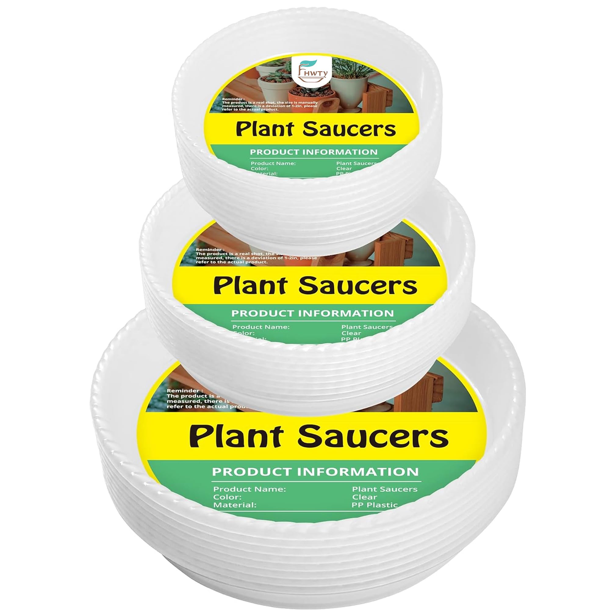 FHWTY 9-Pack Assorted Clear Plant Saucer