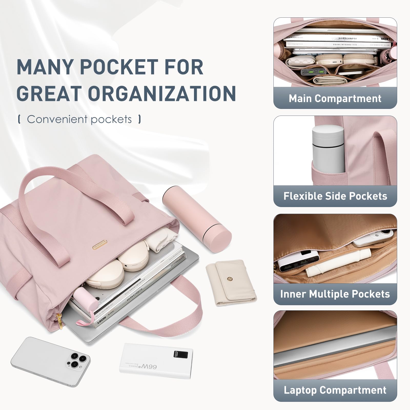 GOLF SUPAGS Sac Fourre-Tout pour Femme Sac à Main Portés Épaule Léger Sac à Bandoulière Multifonctionnel de 14 Pouces Sac à Main Décontracté pour Travail, Études, Voyages
