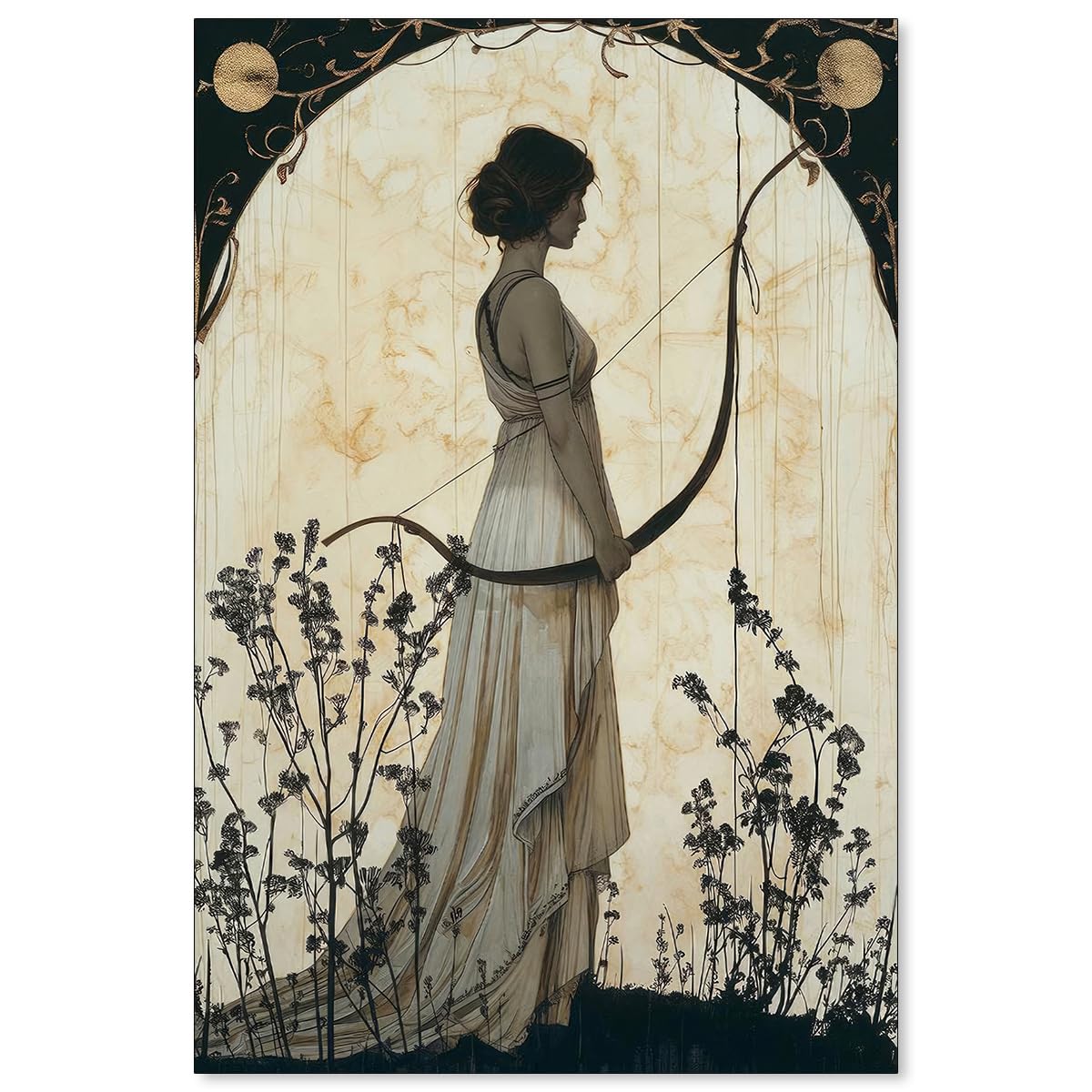 Sufeasdf Vintage Greek Mythology Hunting Goddess Artemis Canvas Wall Art Divine Feminine Poster Room Aesthetic Print for Home Bedroom Dorm Wall Decor 16x24in Unframed