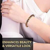 Vista 90 de Pulsera de turmalina negra, pulsera de cristal curativo natural para mujeres y hombres, pulsera de cuentas redondas de 0.315 in para espiritual