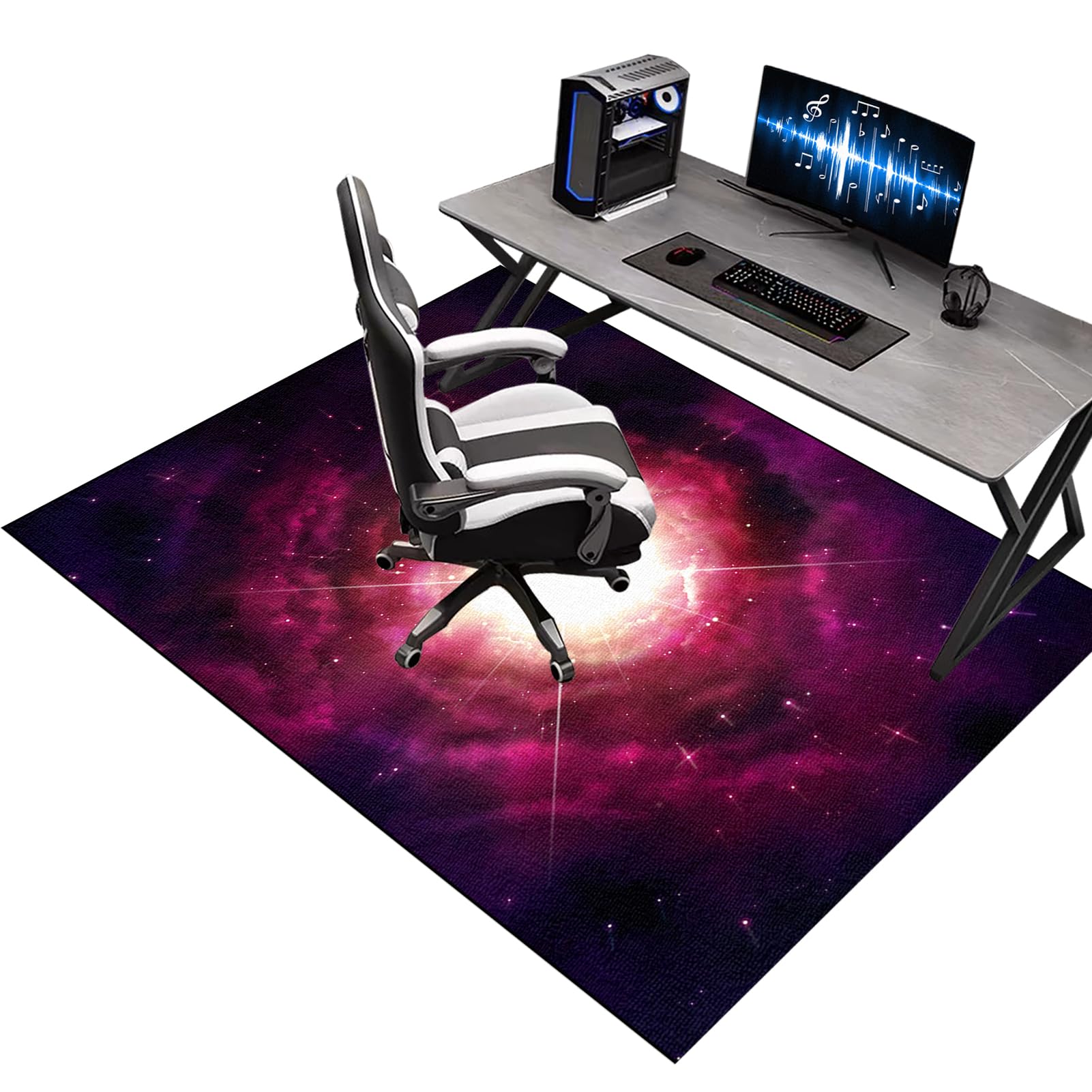 Mata pod fotel gamingowy na podłogę z twardego drewna, antypoślizgowa mata podłogowa do domowego biura, pokoju gier, mata na krzesło biurowe, dywan ochraniacz podłogi, 80 x 110 cm