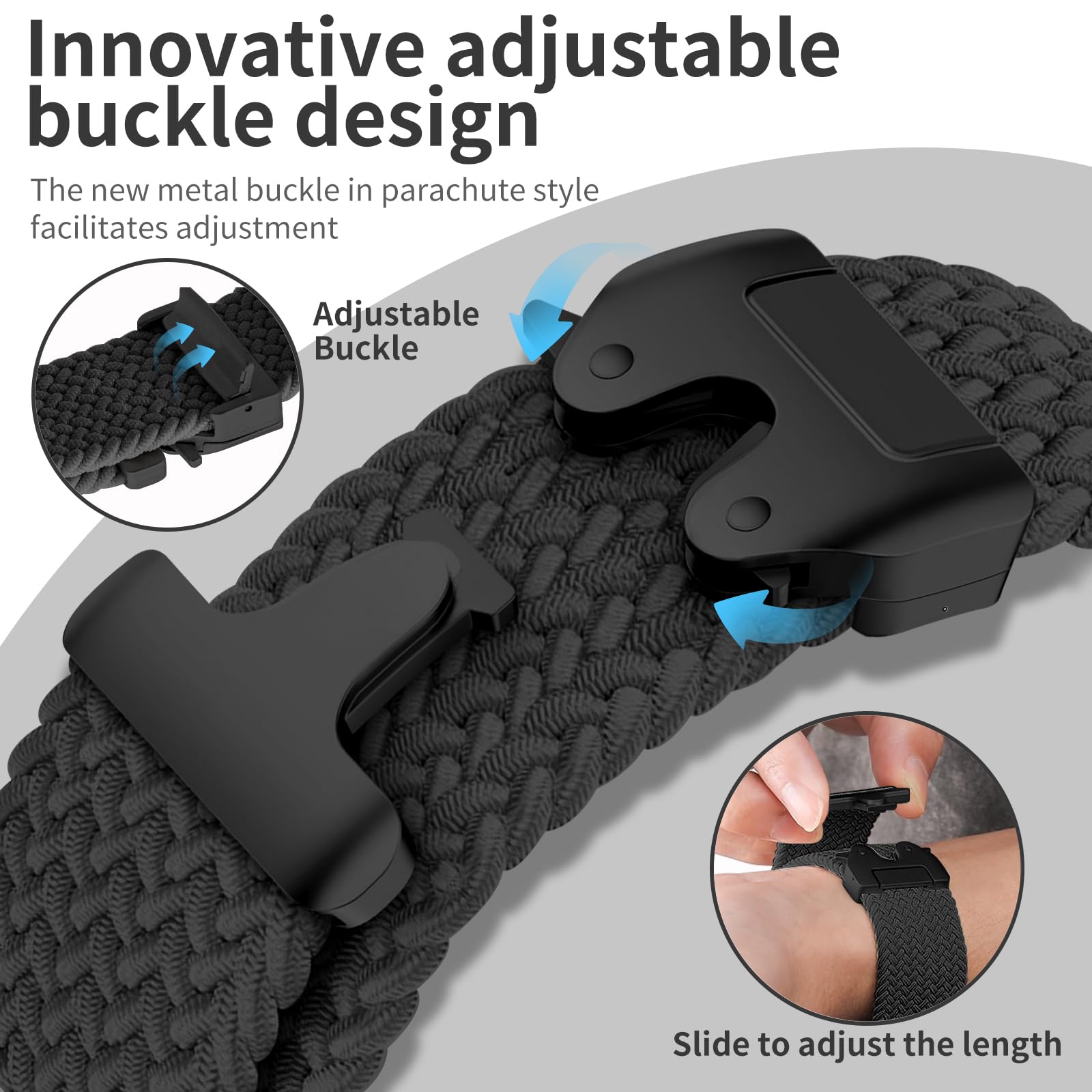 Chinberky Nylonowy pleciony pasek 20 mm, kompatybilny z Samsung Galaxy Watch 4/5/6/7/FE40 mm, 44 mm, 5 Pro 4 i 6 Classic / Active 2, 40 mm, 44 mm / 3 41 mm / Gear Sport/Gear S2 Classic