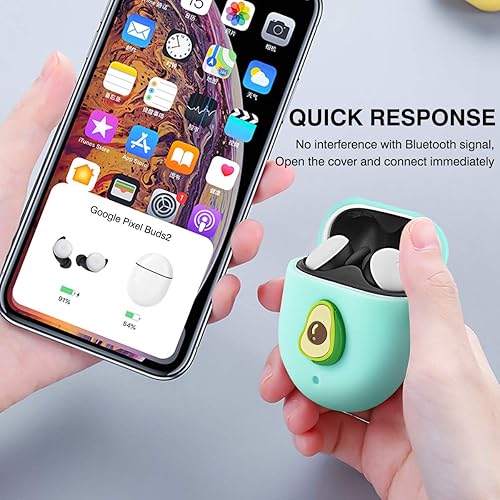 Miniatura 5 de Funda compatible con Google Pixel Buds 2 (2020), bonita funda protectora divertida 3D de silicona suave a prueba de golpes con hebilla de anillo,
