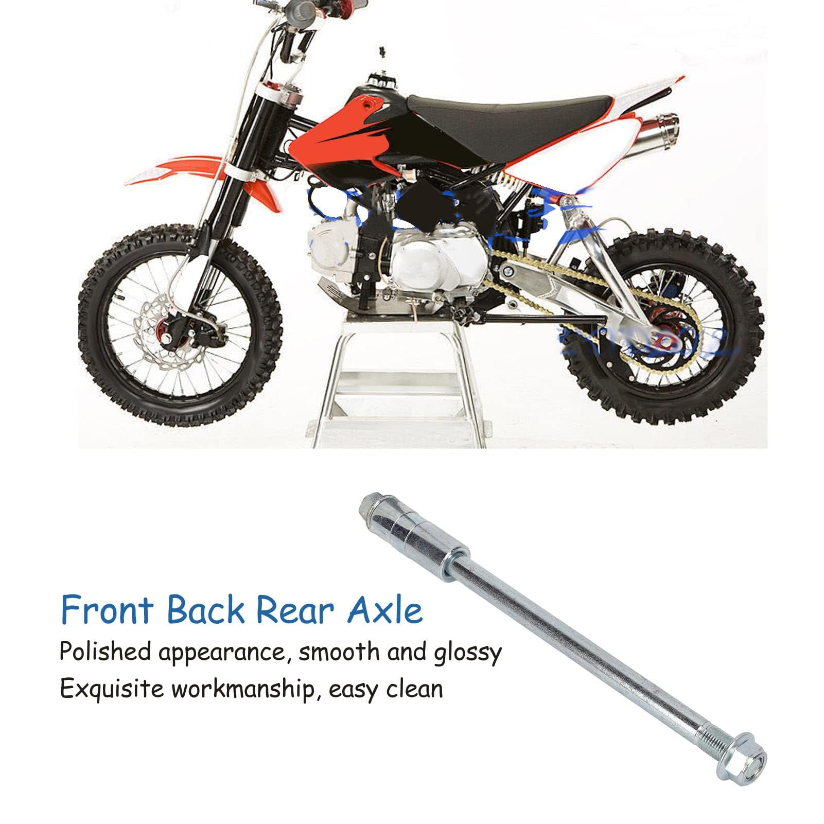 Aramox Essieu de Roue Avant Arrière pour 125 140 Pit Pro Trail Dirt Bike, 12 mm 230 mm, Alliage d'Acier, avec 3 Joints