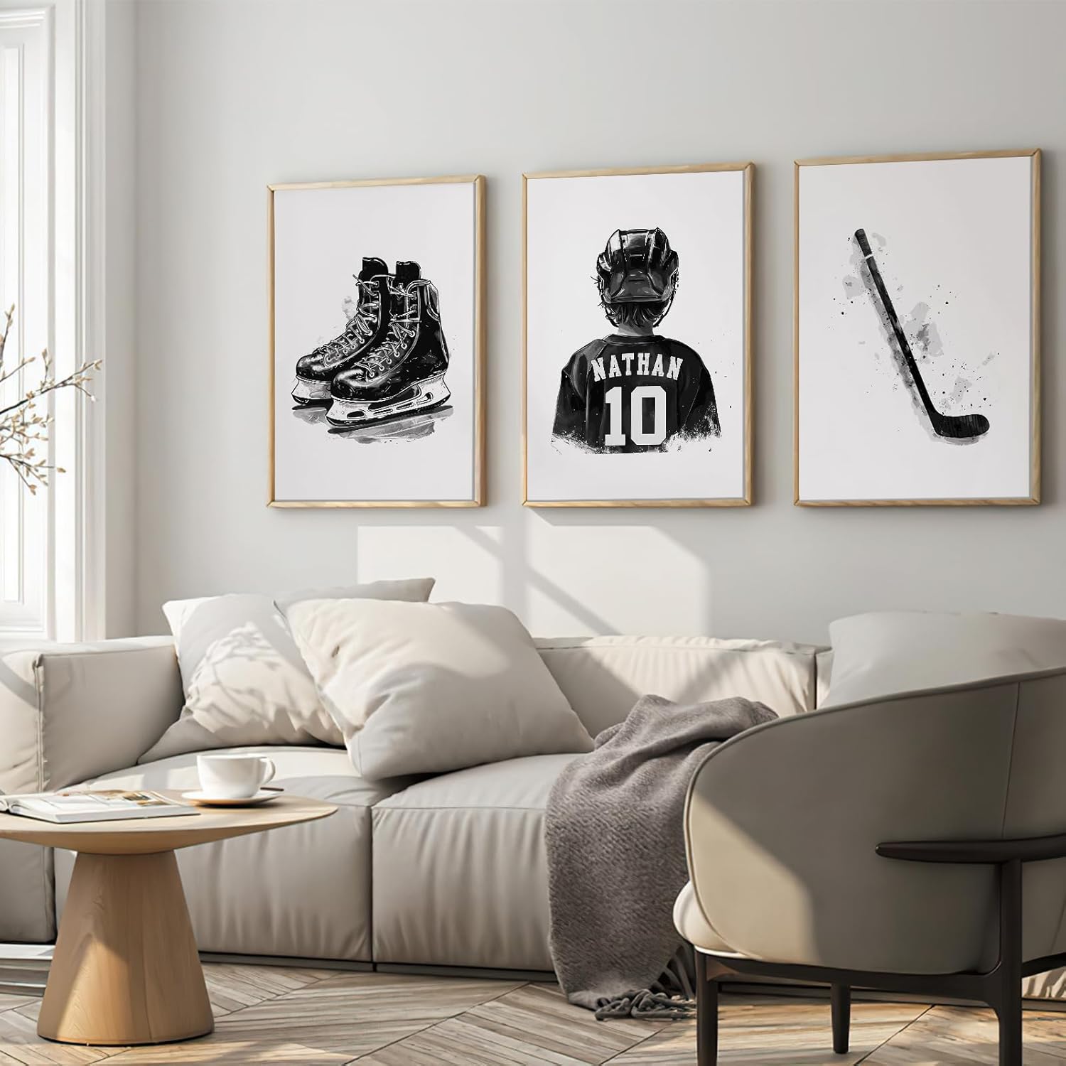 Boy Room Wall Art Minimalist Poster Hockey Wall Art Teen Room Decor Nursery Decor Retro Lacrosse Sport Picture Set of 3 Hockey Posters for Bedroom Living Room Aesthetic Wall Art Gift For Son, Boy, Men