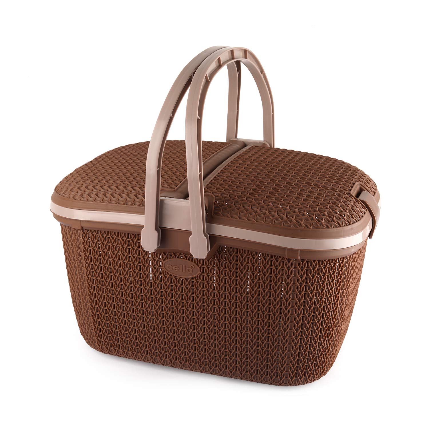 CELLO Knits Style Shopping Rectangular Basket, Brown, Plastic, Pack of 1, Port (B07RB48C6F) Amazon Price History, Amazon Price Tracker