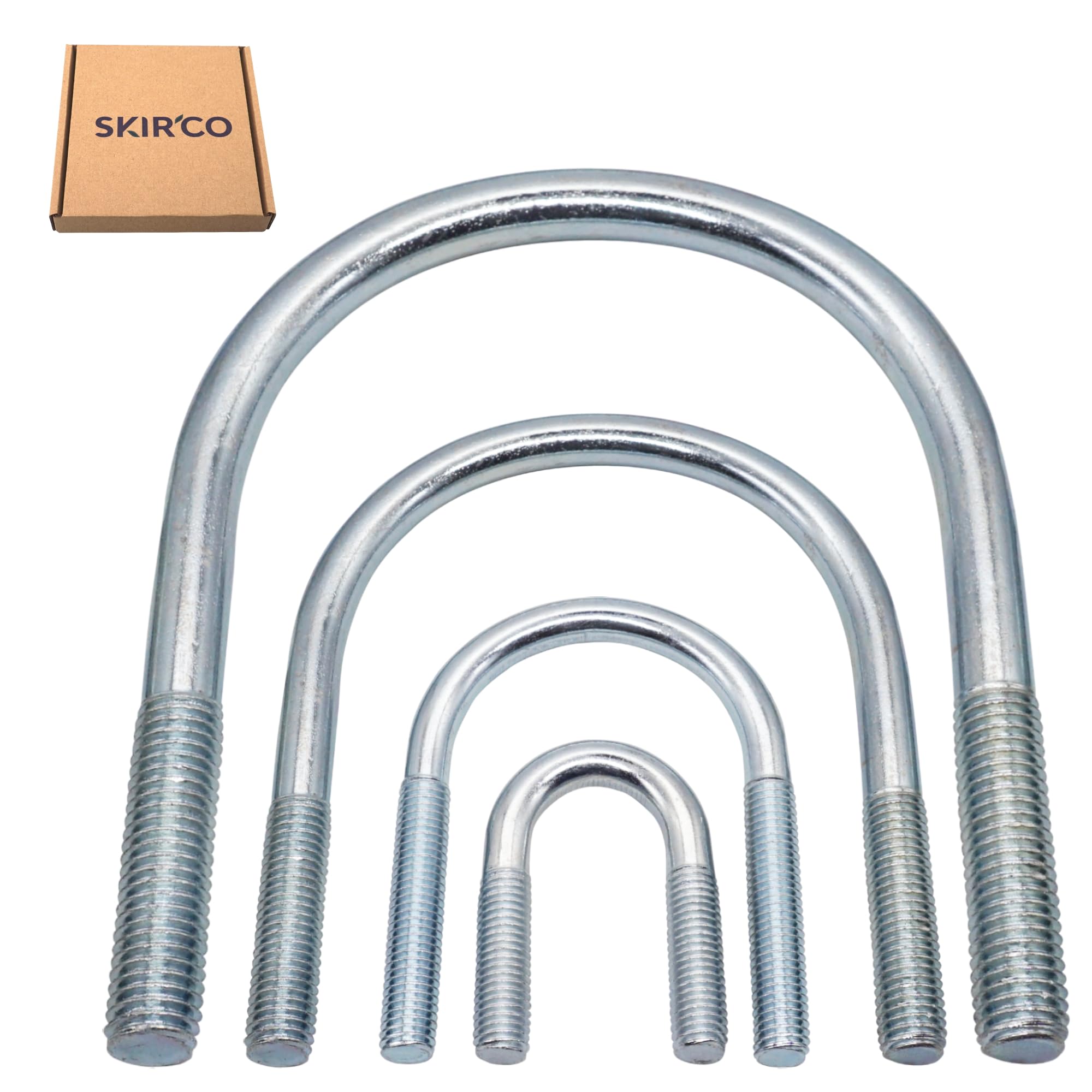 SKIR'CO (4 piezas) Perno en U redondo galvanizado M10 x 30 mm, sujetador para tuberías, perno en U con rosca M10 para tubos
