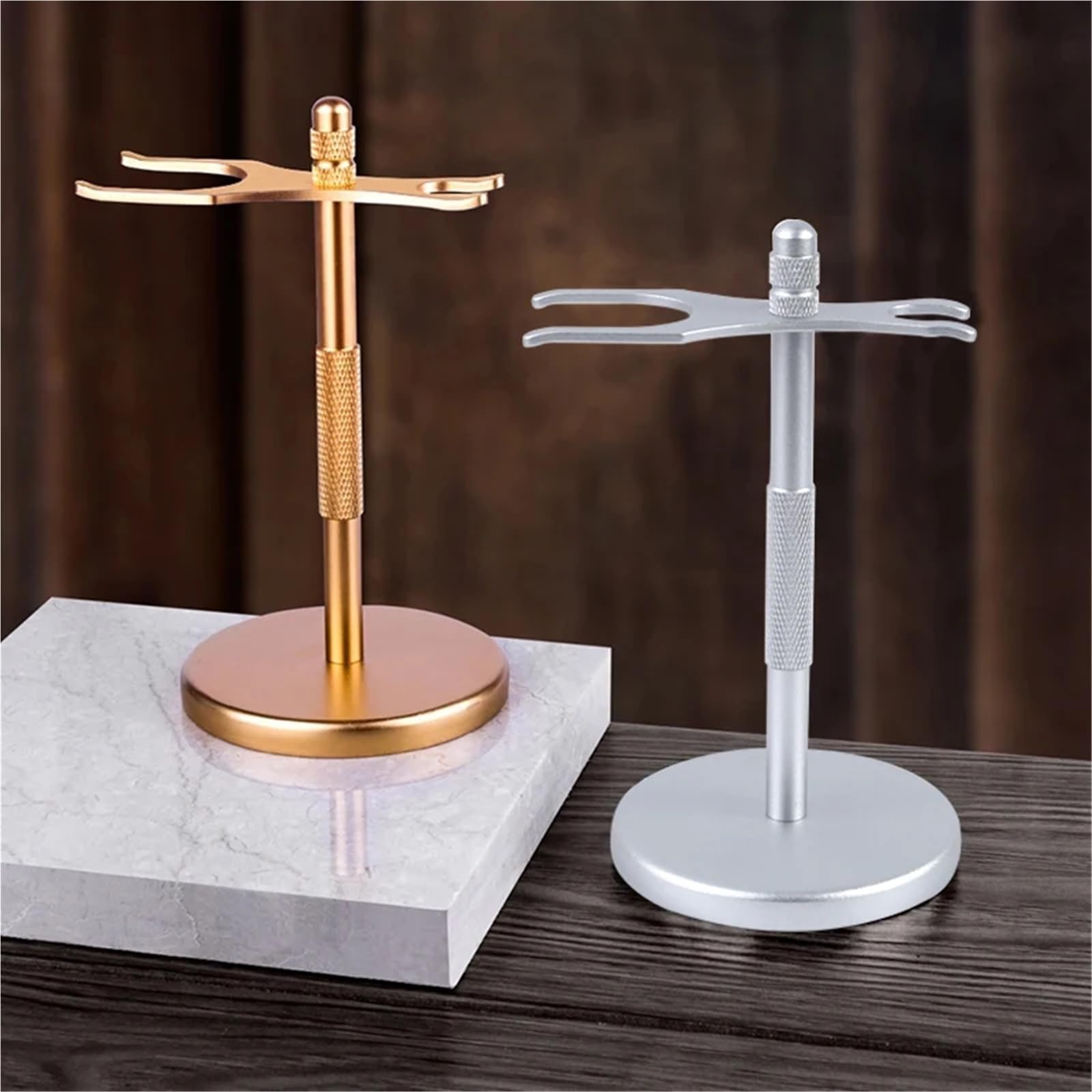 Soporte Para Afeitado Soporte de almacenamiento for maquinilla de afeitar de seguridad for hombre, brocha de afeitar Manual, soporte for afeitadora de cuchillos de aleación de Zinc antiguo(Gold)
