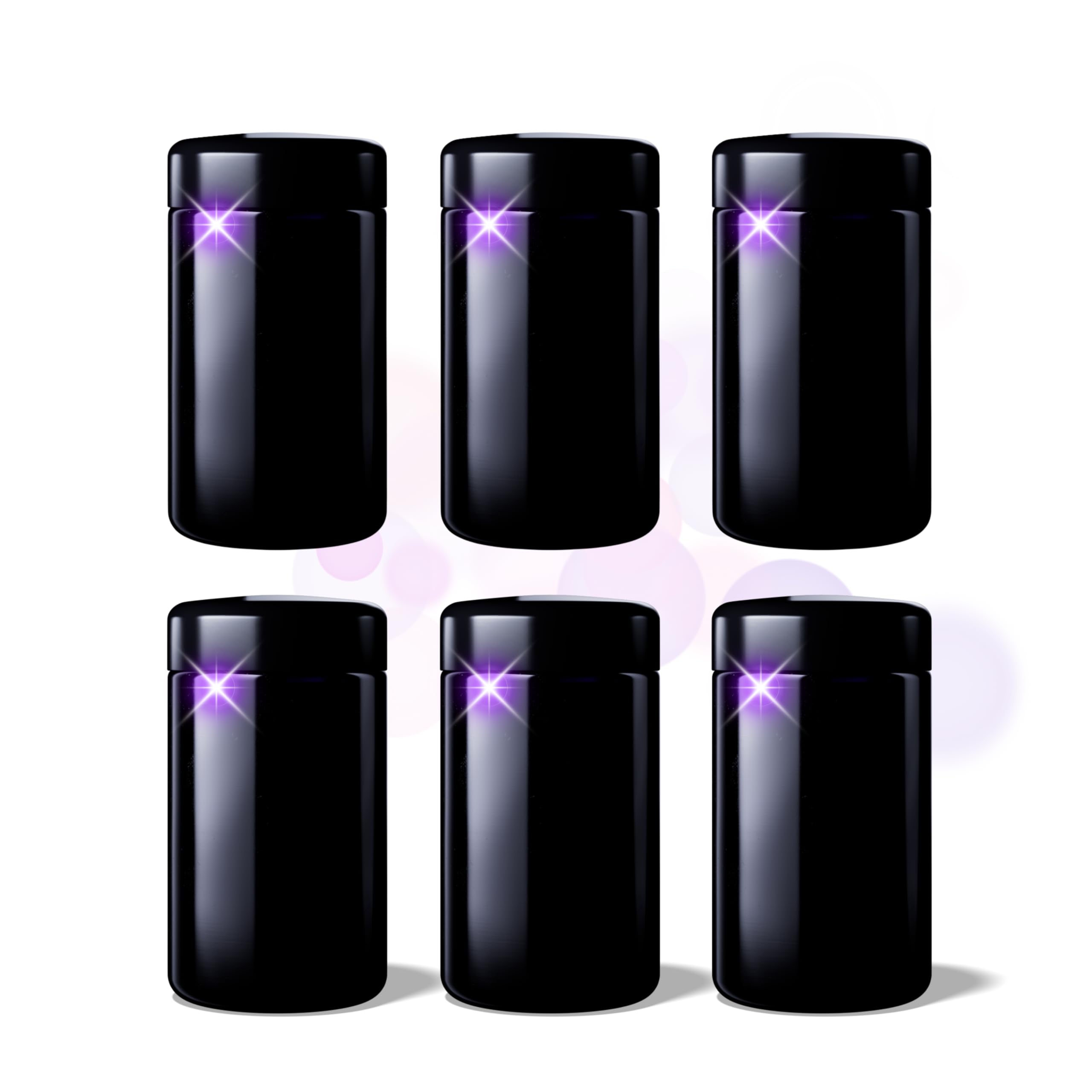 ANCEVIA edles Violettglas Vorratsglas 150 ml – 6er Set (53/400) Vorratsdose mit Deckel | Miron Aufbewahrungsgläser, Glasbehälter mit Deckel für z.B. Gewürze, Samen, Tee & Kräuter