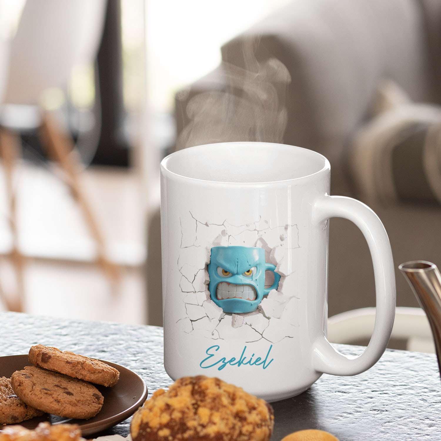 Amazon.com: Funny 3D Face Blue Mug Design Coffee Cup, Customized Name  Expression Themed Coffee Mug 11Oz, Personalized Novelty 3D Mug Hole In Wall  Mug Gift For Him Her, Gift For Coffee Lovers :