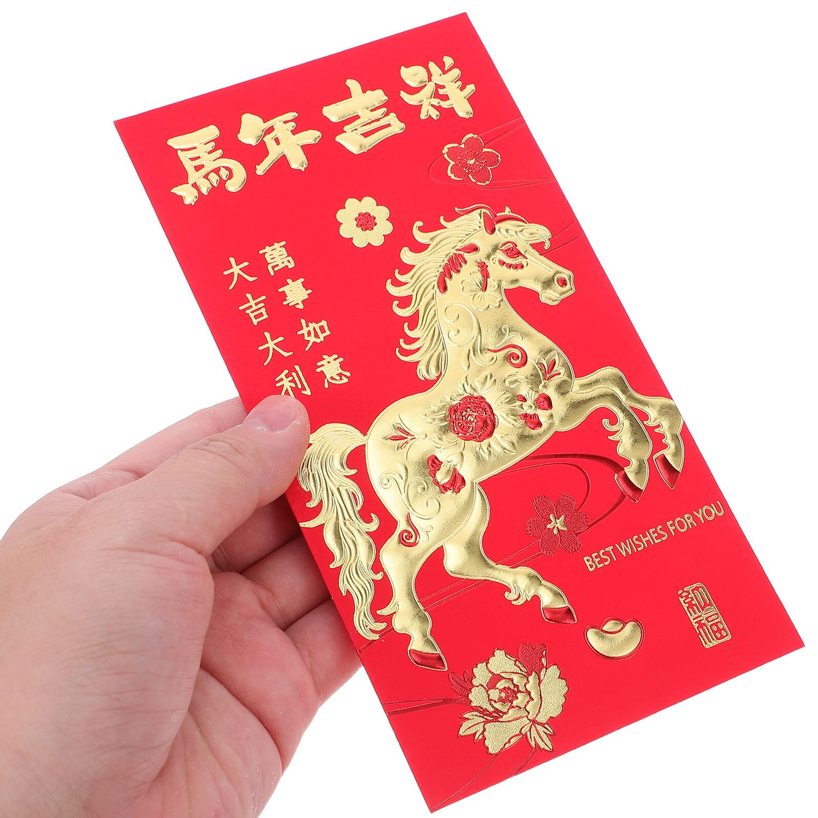 Homoyoyo 48 Stück Rote Umschläge Chinesisches Neujahrs-hongbao Papier-geldumschläge mit Pferde-motiv für Frühlingsfest Familienfeiern Traditionelle Glücksgeldumschläge
