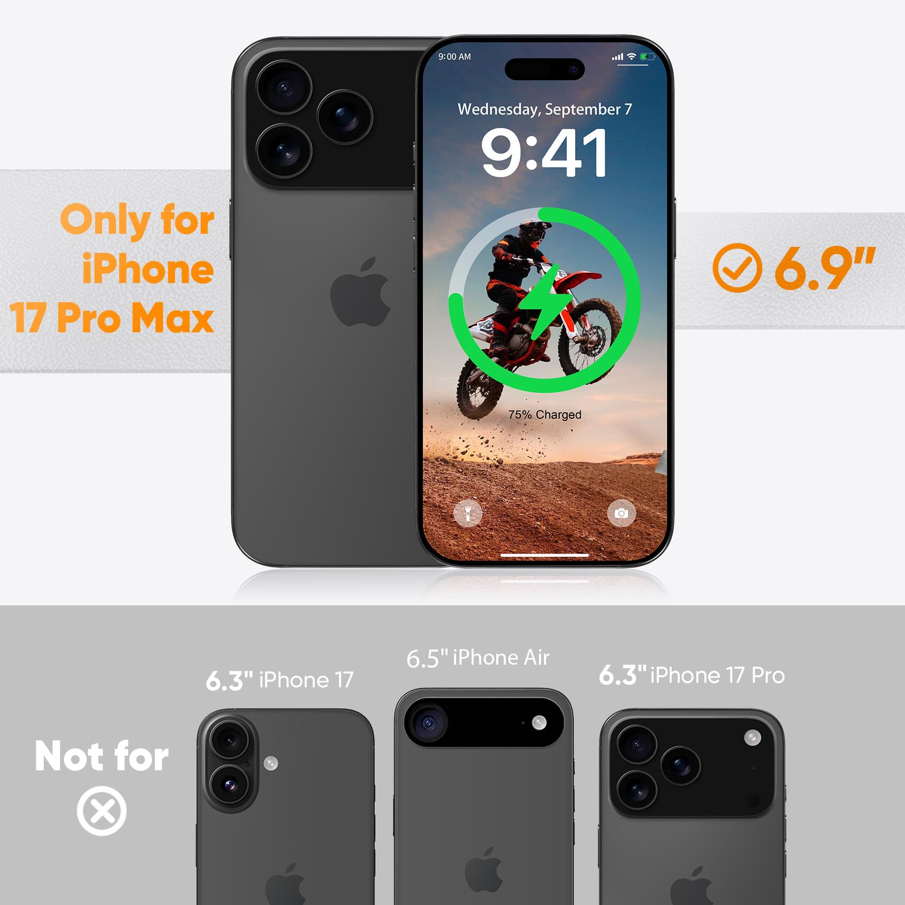 GOODVISH Magnetica Silicone Cover per iPhone 17 Pro Max 6.9", Custodia con 2x Vetro Temperato [Pulsante Controllo Fotocamera] 360° Protezione Anticaduta Case per Antiurto Resistente, Rosa Sabbia