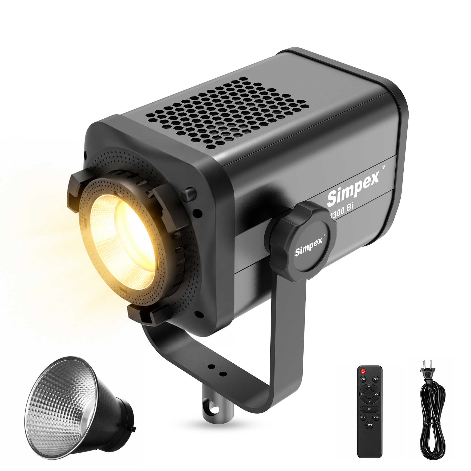 Simpex M-200Bi, 200W Dual Color Continuous LED Light with 18CM Reflector & Infrared Remote, AC Power, 2700K-6500K Color Temperature Control, Huge Display,CRI-95 Plus, Ideal for Video Shooting(Black) — Amazon image 12