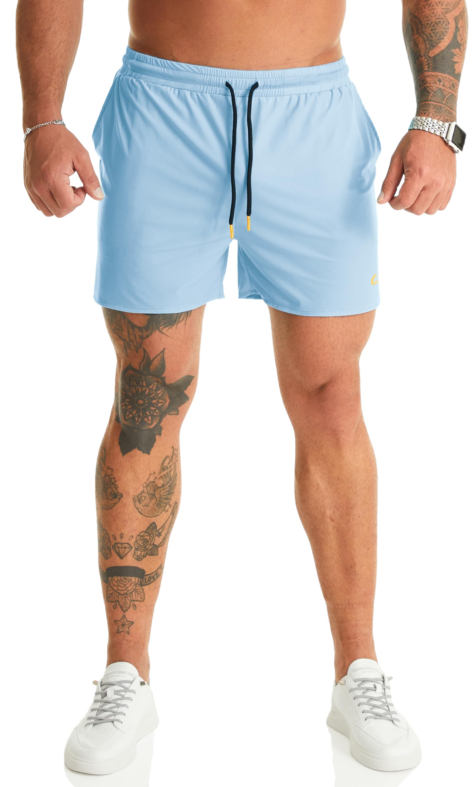 Ouber Mens Light Athletic Short Workout Quick Dry Shorts for Running Swimming Gym Training Shorts