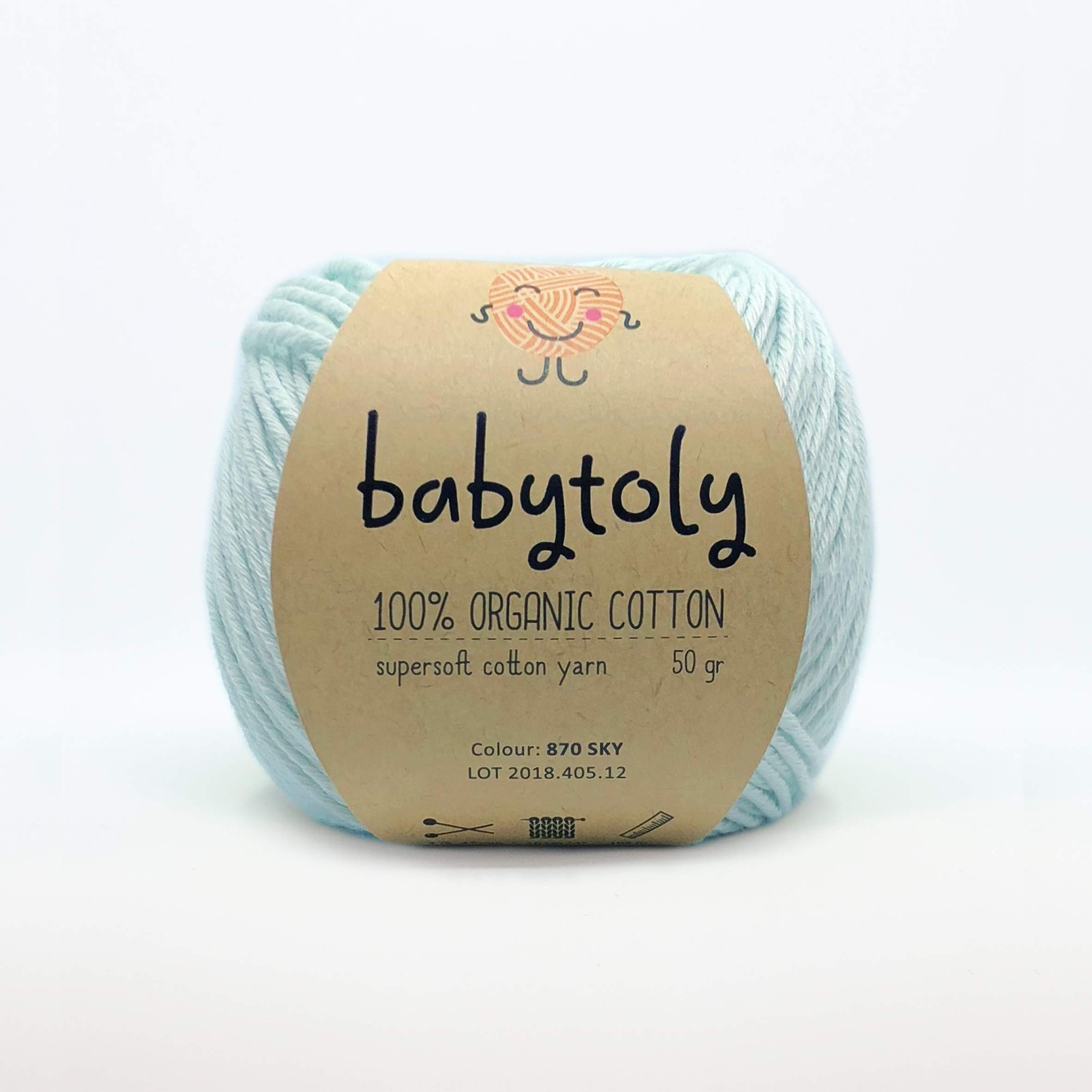 100% Organic Cotton Yarn - GOTS Certified - 50 gr (1.76 oz) / 105 