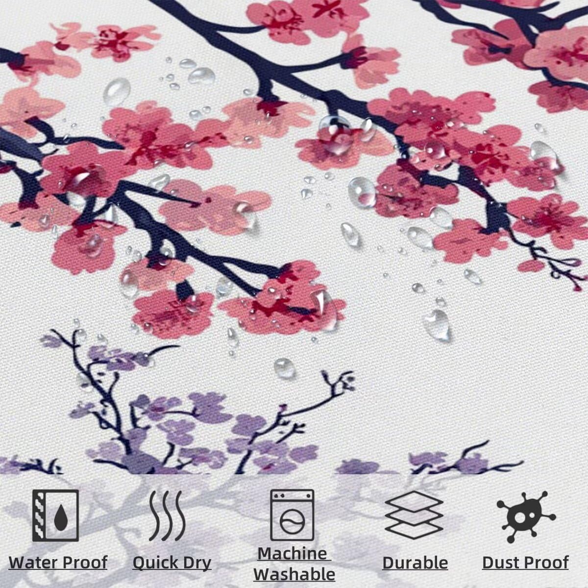 Rosa Duschvorhang 240x200, Duschrollo mit 12 Duschvorhang Haken, Anlage Shower Curtains Beschwerter Saum, Waschbar Polyester Stoff Wasserdicht Extra Lang für Badewanne Badezimmer Deko, Geschenke -3929