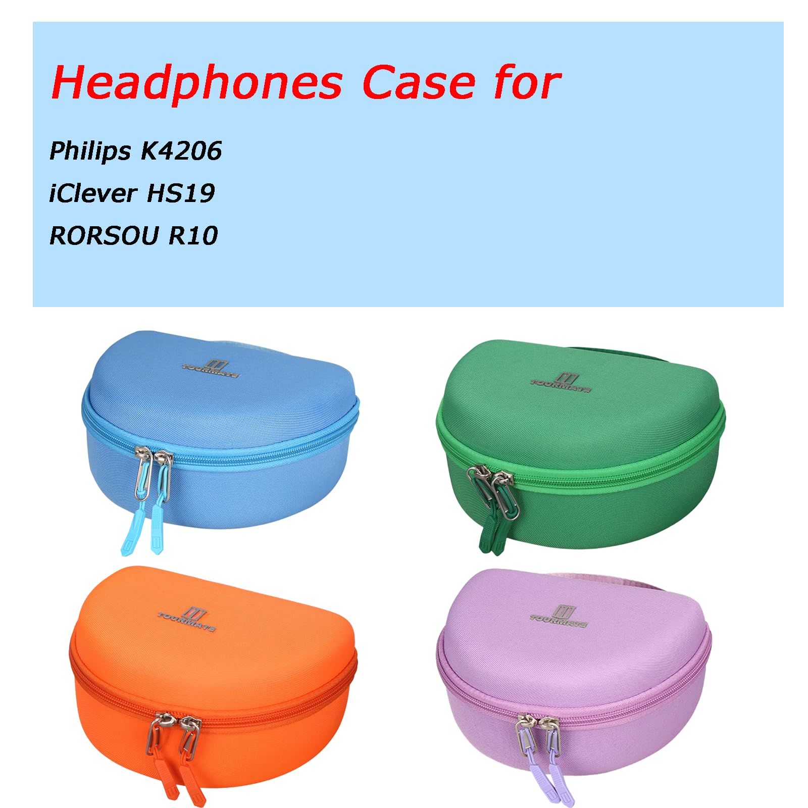 Tourmate Funda rígida de viaje para Philips K4206 Kids Wireless On-Ear Headphones/iClever HS19 Kids Headphones/RORSOU R10 On-Ear Headphones, bolsa protectora de almacenamiento