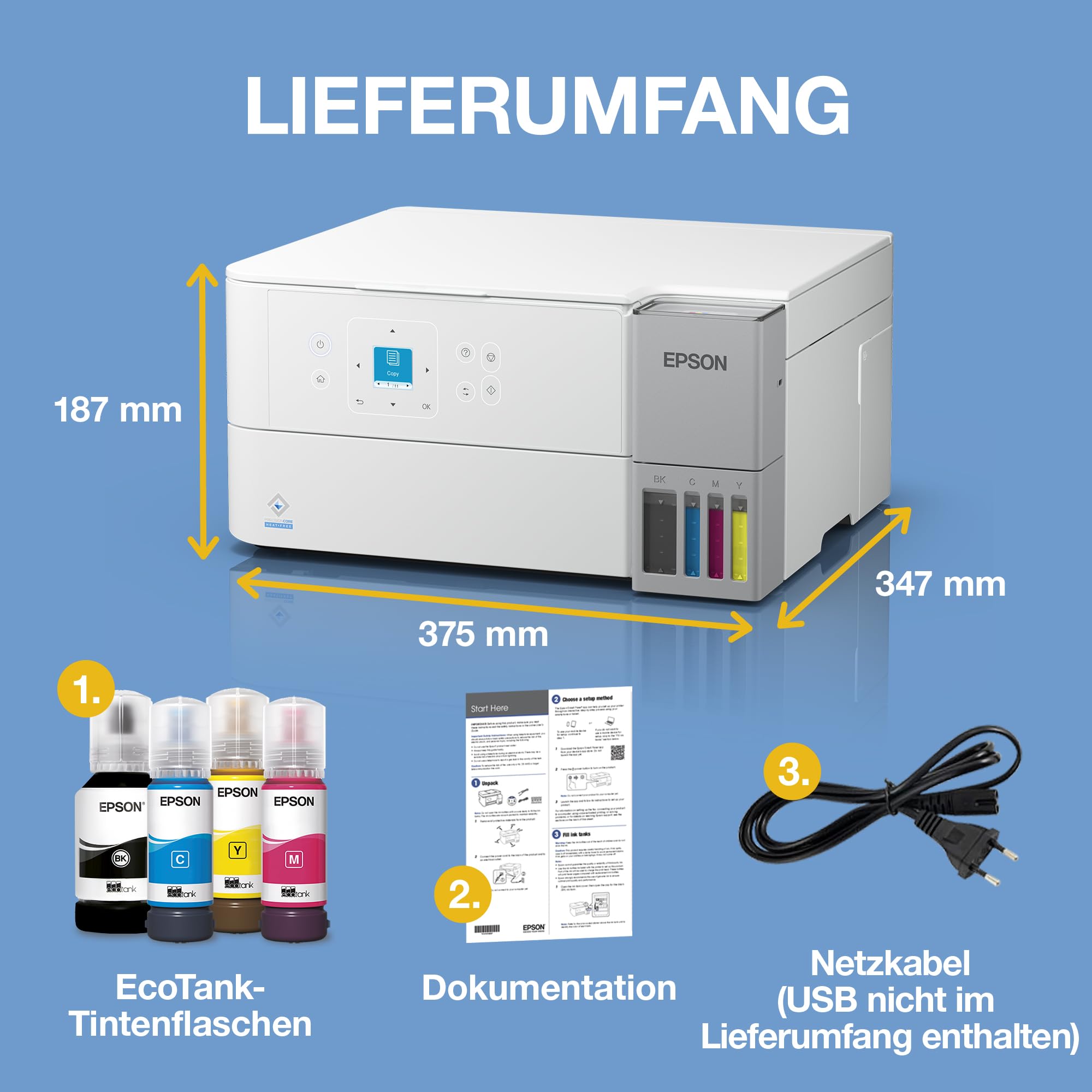 Epson EcoTank ET-2956 Weißer A4-Multifunktionsdrucker mit Wi-Fi & AirPrint Tintentank – Bild 6