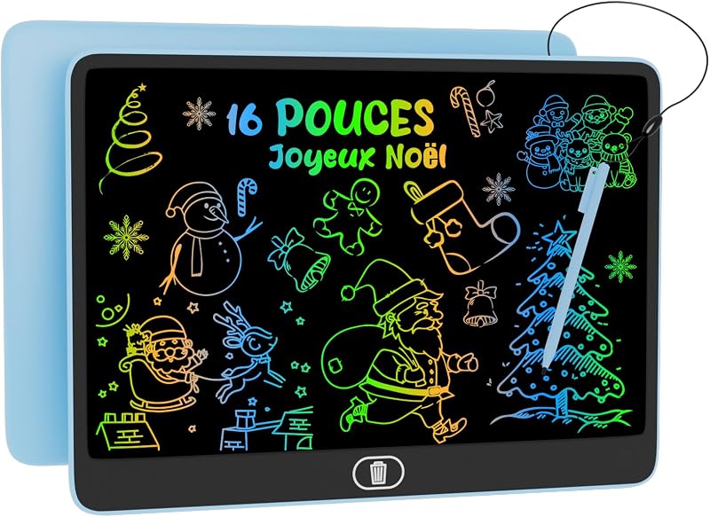16 Pouces Tablette d'écriture LCD Colorée, [Plus Lumineuse] Electight Enfants Tablettes Graphiques, Enfants Cadeau Jouet Educatif, Anniversaire, électronique Memo Écriture Board - Bleu